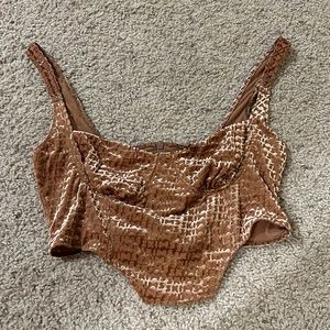 SKIMS Corset Top in Velvet in Brown Sz L